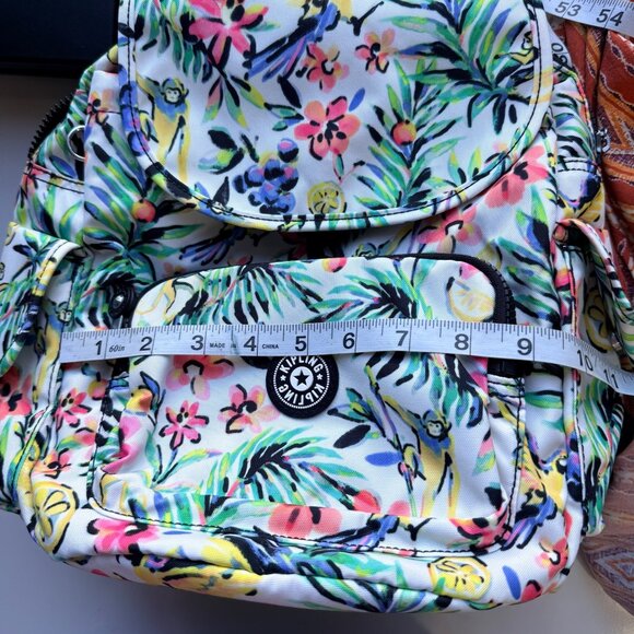 Kipling Backpack Womens Floral Multi-Color Canvas Adjustable Straps Jungle Monke - Picture 5 of 16